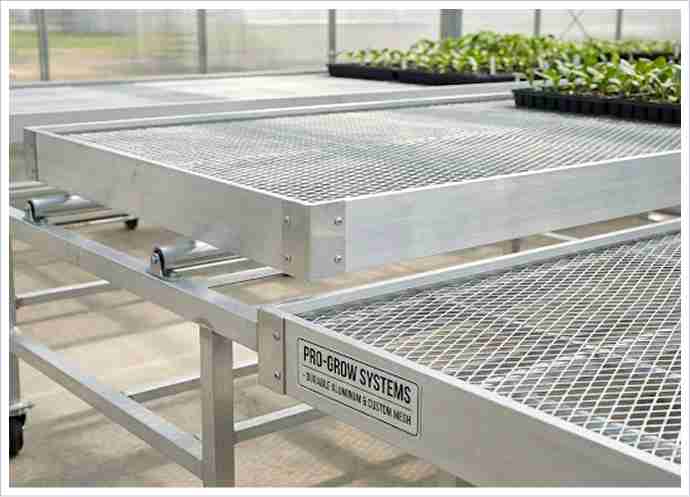 greenhouse bench applications for nurseries flowers and research