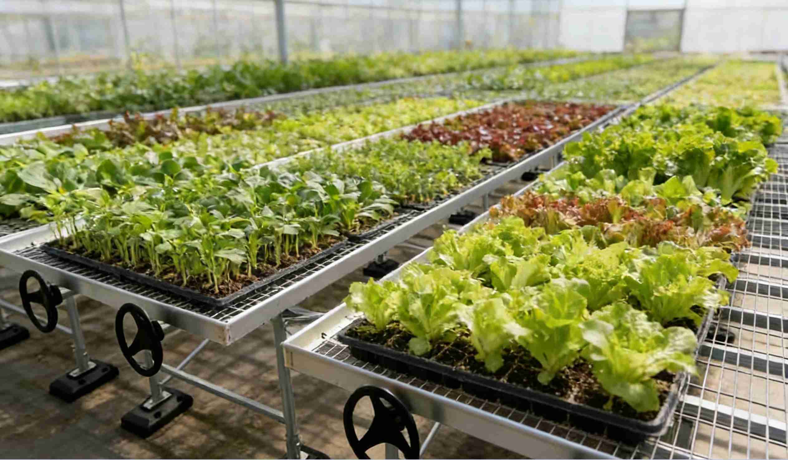 greenhouse seedling bench system for young plant production